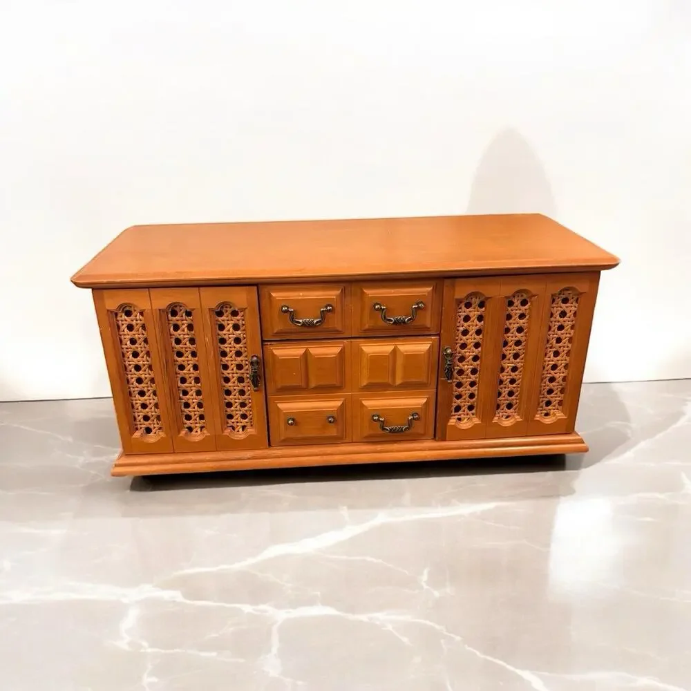 Vintage Tundra Jewelry Box 8 Drawer Wood Boho Retro MCM Mid Century Chest 80's